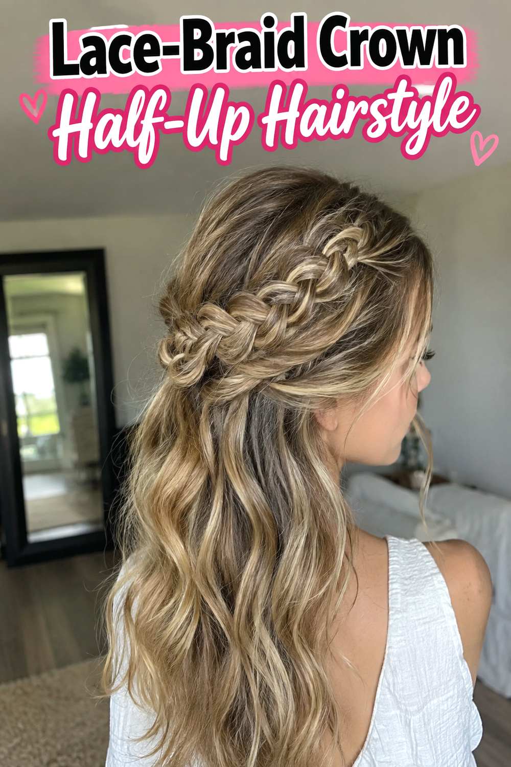 Lace-Braid Crown Half-Up Hairstyle