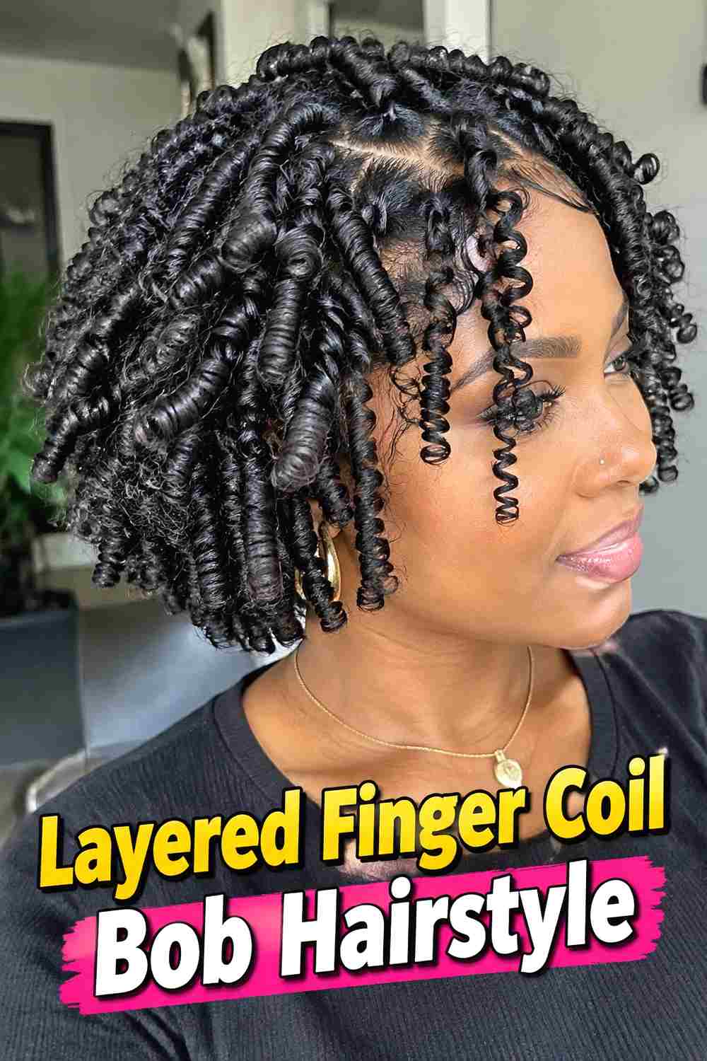 8. Layered Finger Coil Bob Hairstyle