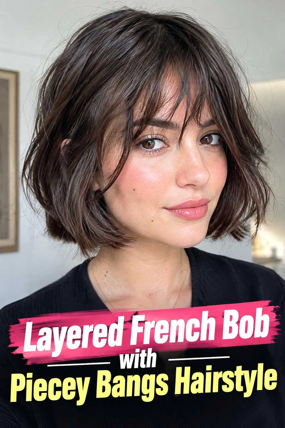 9. Layered French Bob With Piecey Bangs Hairstyle