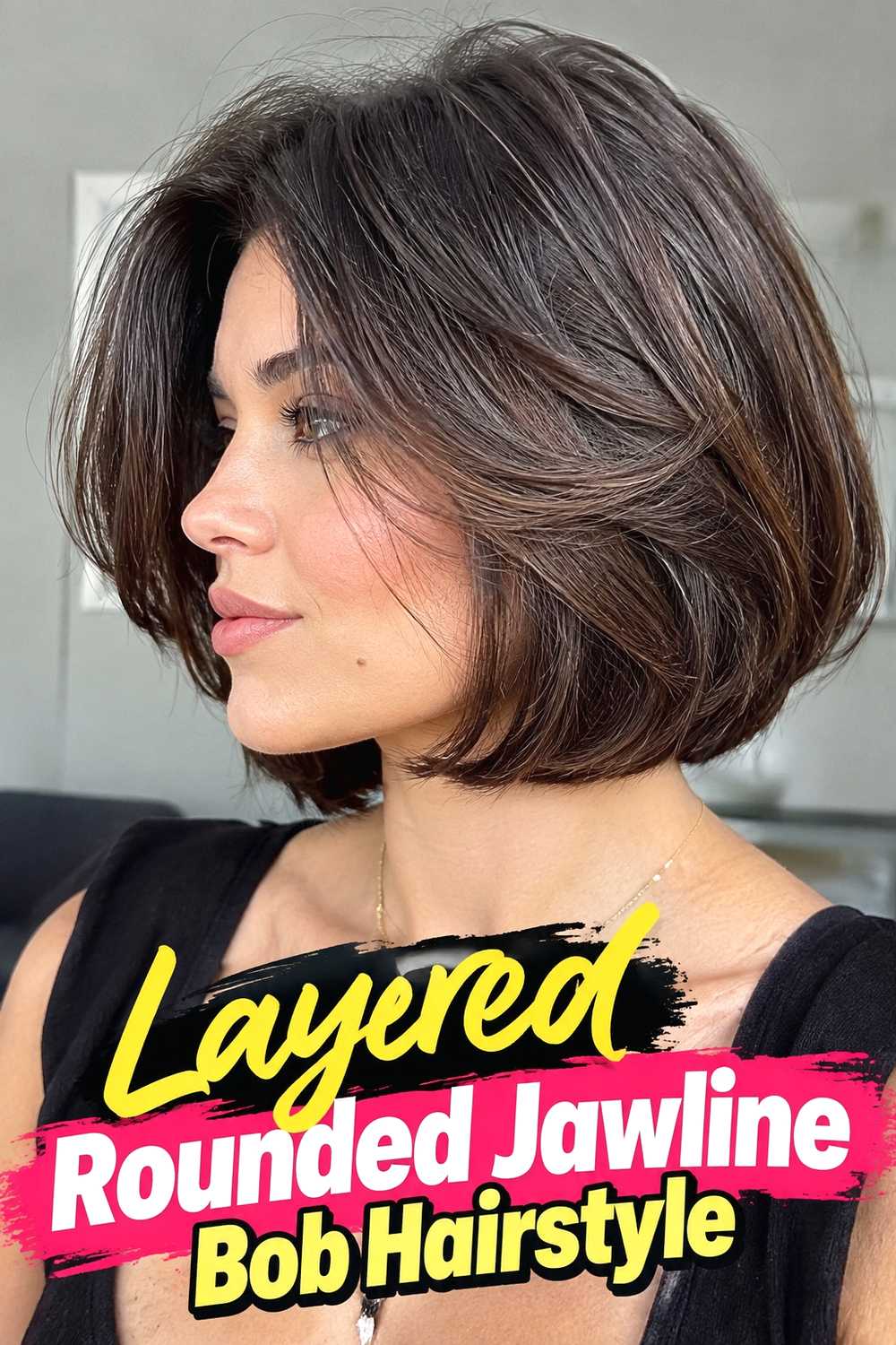 6. Layered Rounded Jawline Bob Hairstyle