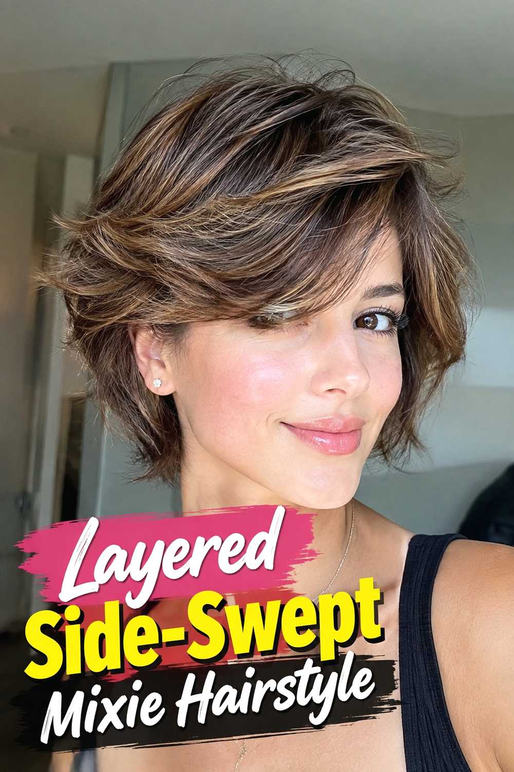 5. Layered Side Swept Mixie Hairstyle
