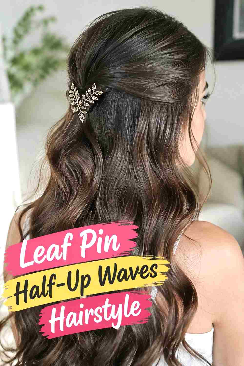 11. Leaf Pin Half Up Waves Hairstyle