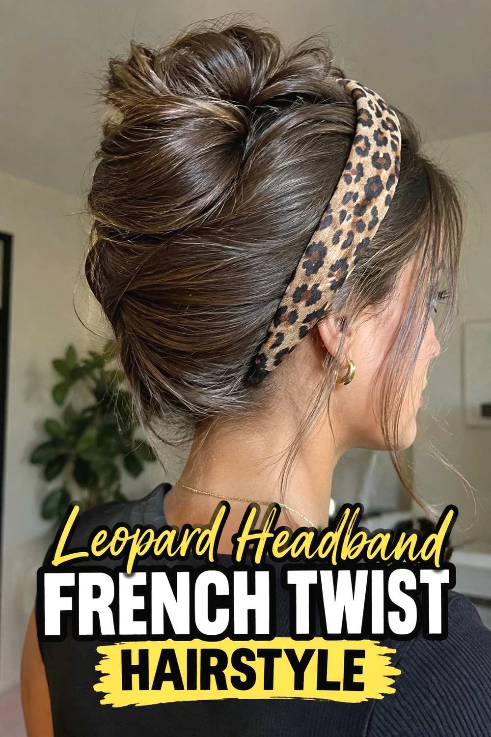 10. Leopard Headband French Twist Hairstyle