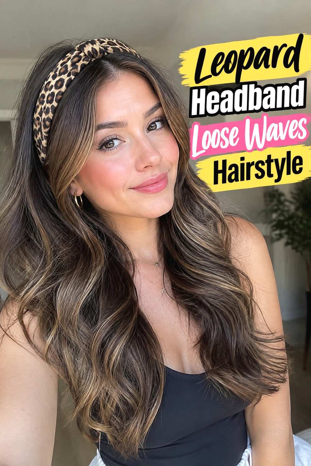 1. Leopard Headband Loose Waves Hairstyle