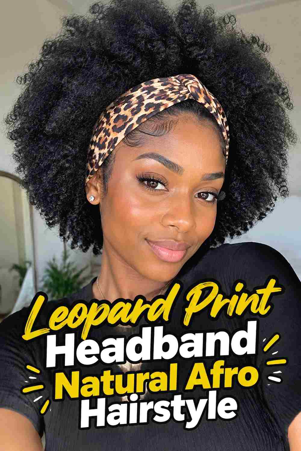 6. Leopard Print Headband Natural Afro Hairstyle