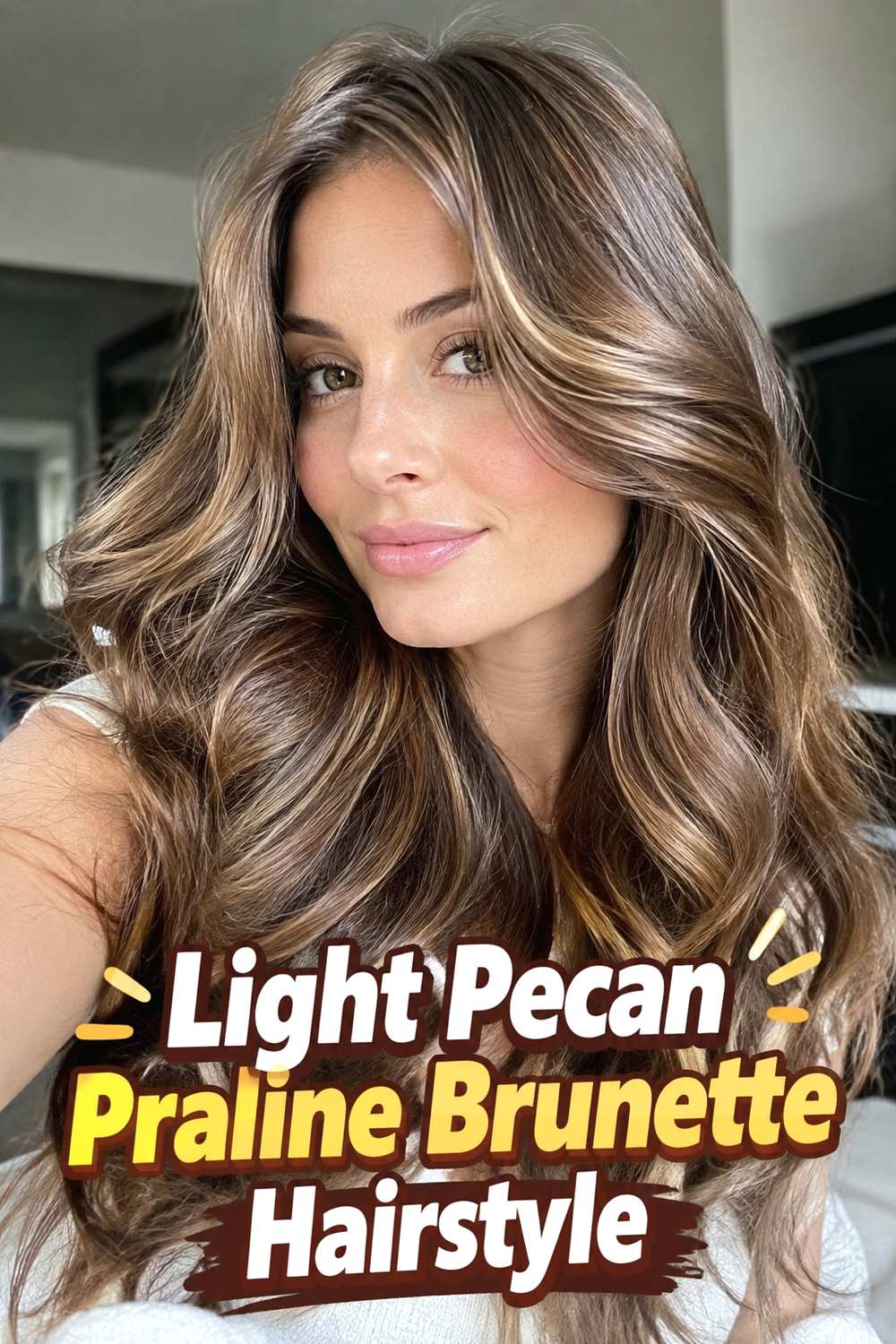 5. Light Pecan Praline Brunette Hairstyle