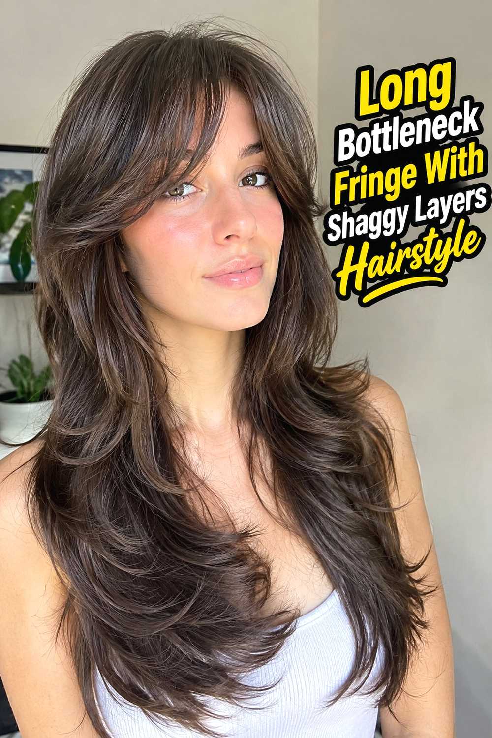 8. Long Bottleneck Fringe With Shaggy Layers Hairstyle