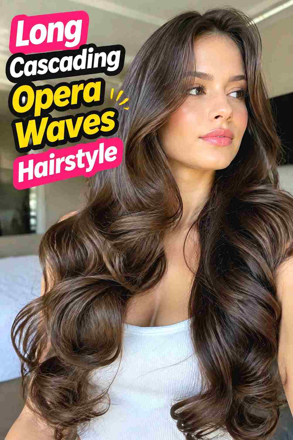 7. Long Cascading Opera Waves Hairstyle