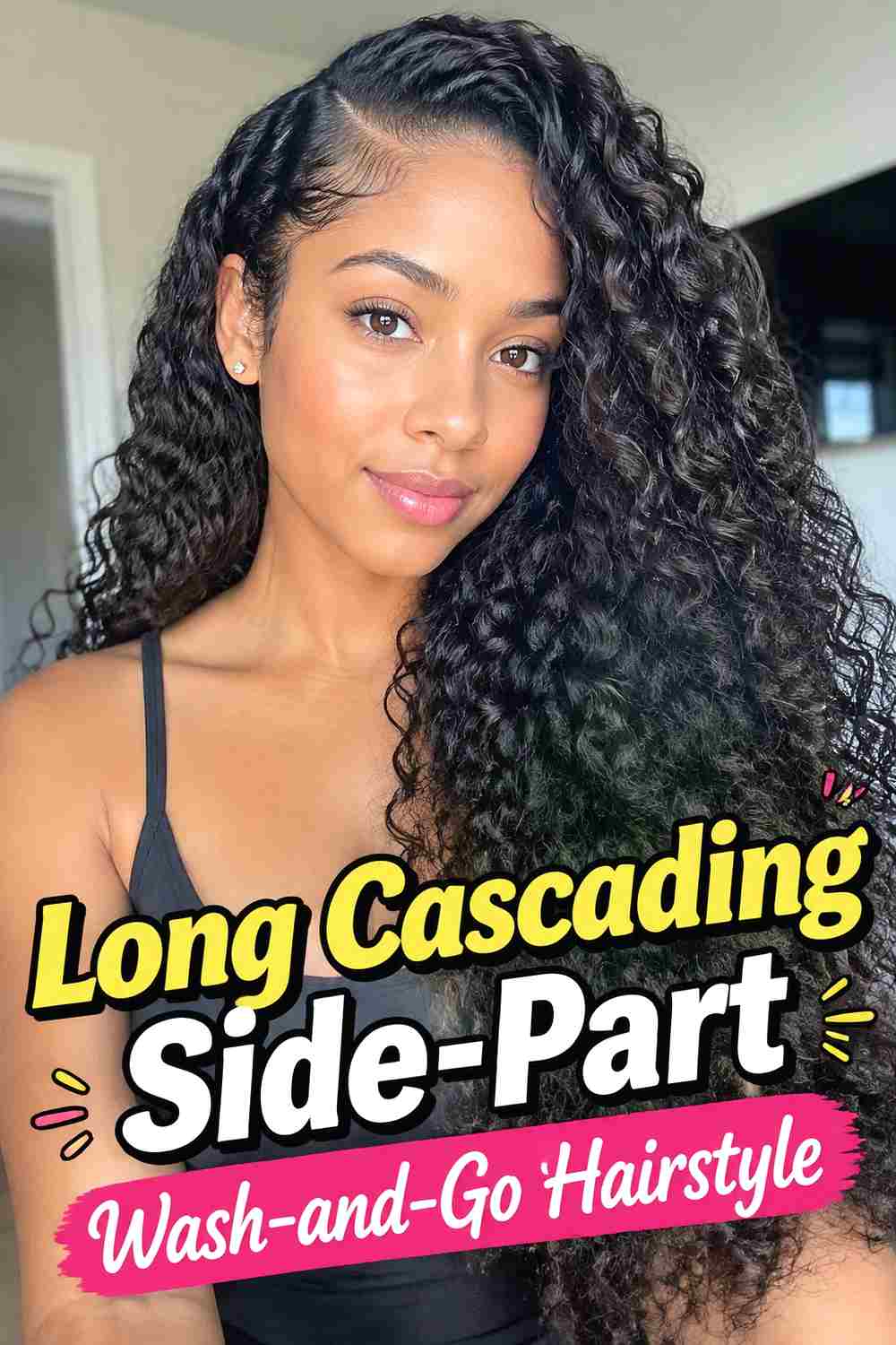 7. Long Cascading Side Part Wash And Go Hairstyle