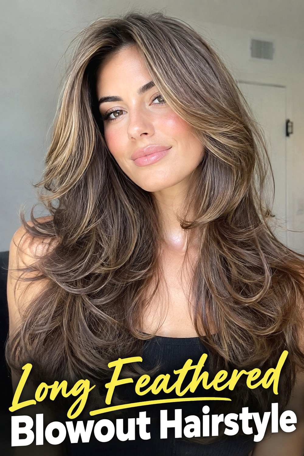 4. Long Feathered Blowout Hairstyle