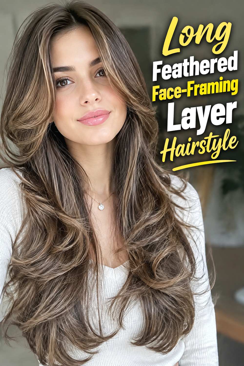 Long Feathered Face-Framing Layer Hairstyle