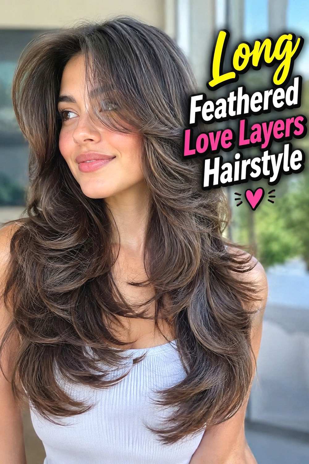 2. Long Feathered Love Layers Hairstyle