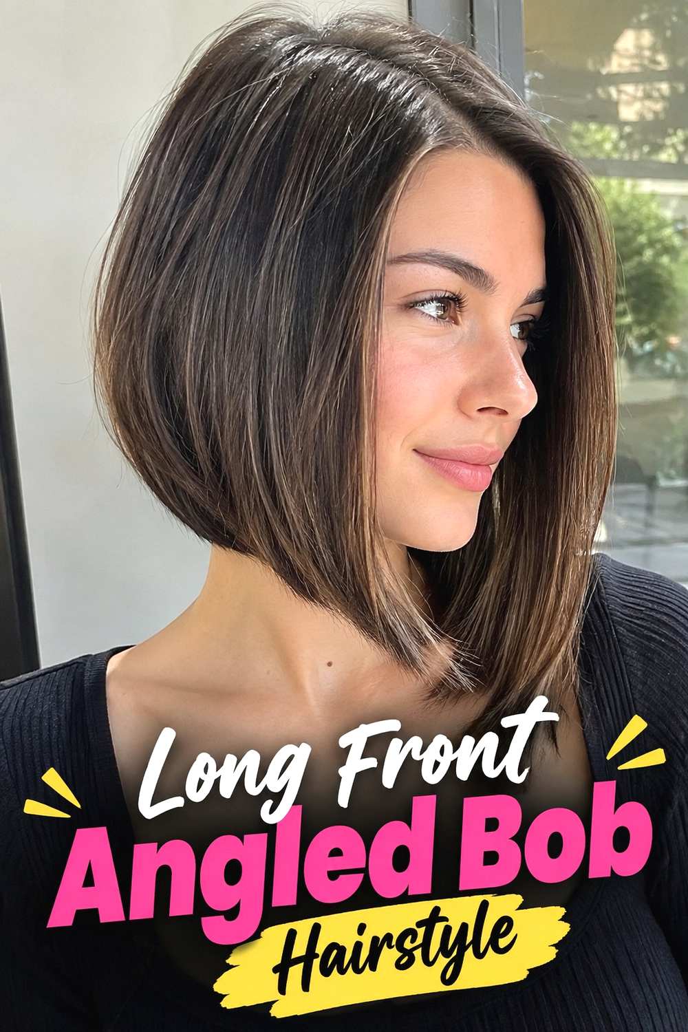5. Long Front Angled Bob Hairstyle