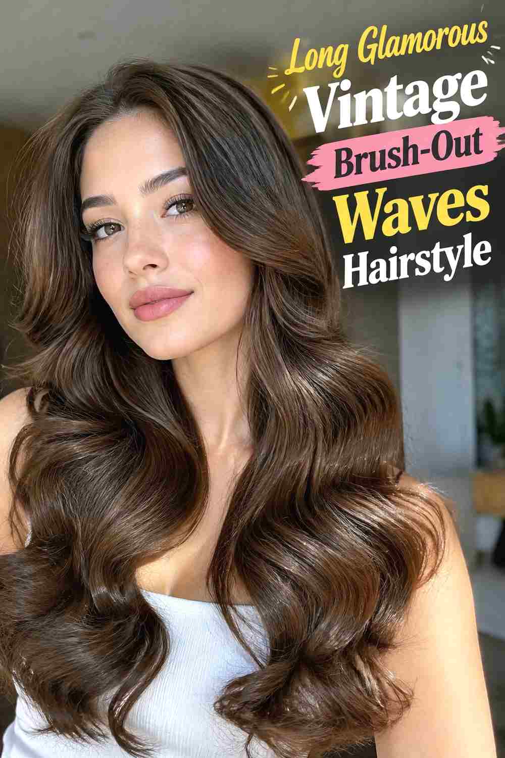 8. Long Glamorous Vintage Brush Out Waves Hairstyle