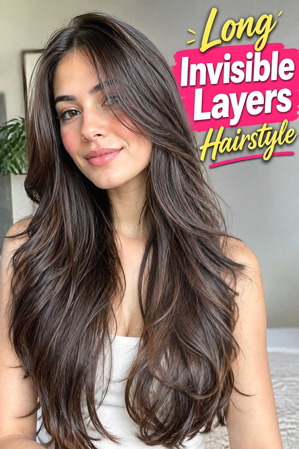 2. Long Invisible Layers Hairstyle