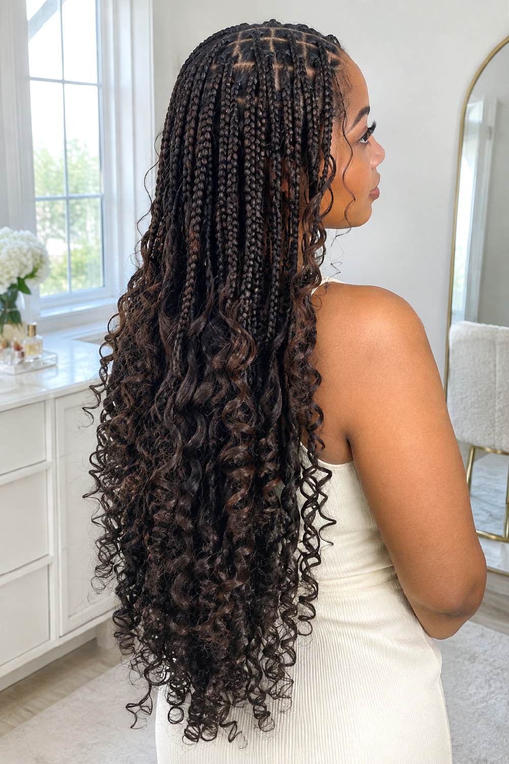 Long Knotless Milano Curls Braid Hairstyle