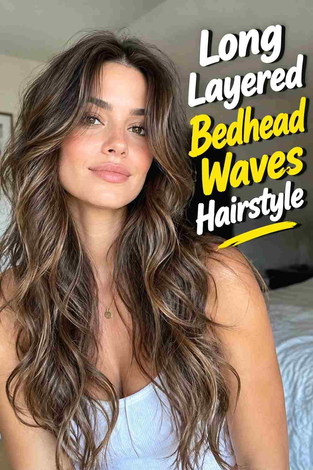 7. Long Layered Bedhead Waves Hairstyle