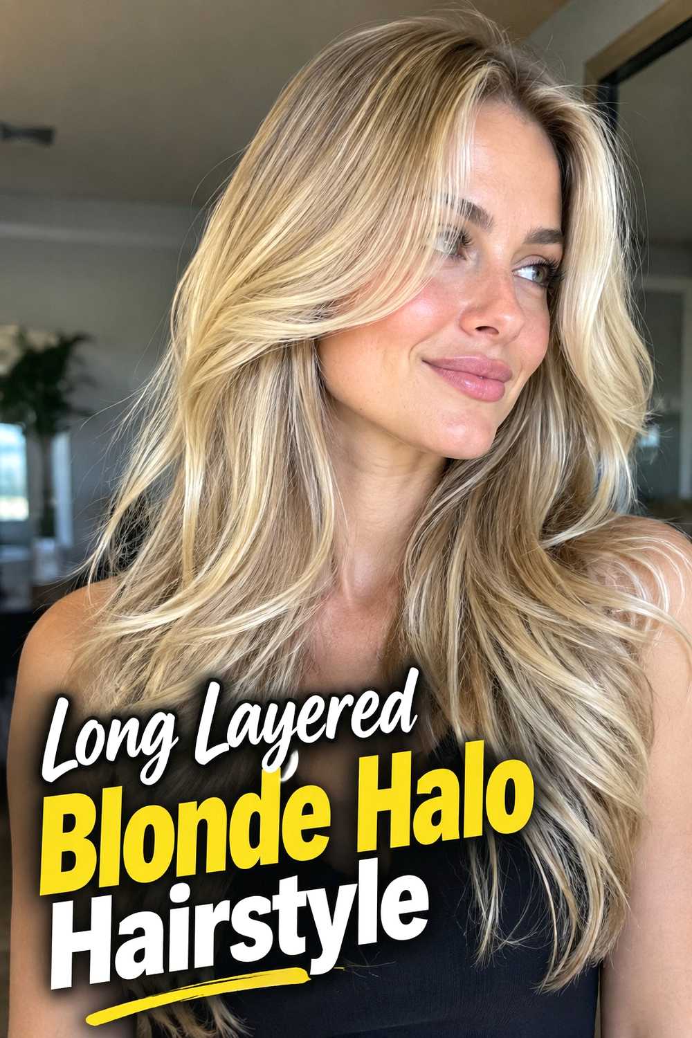 19. Long Layered Blonde Halo Hairstyle
