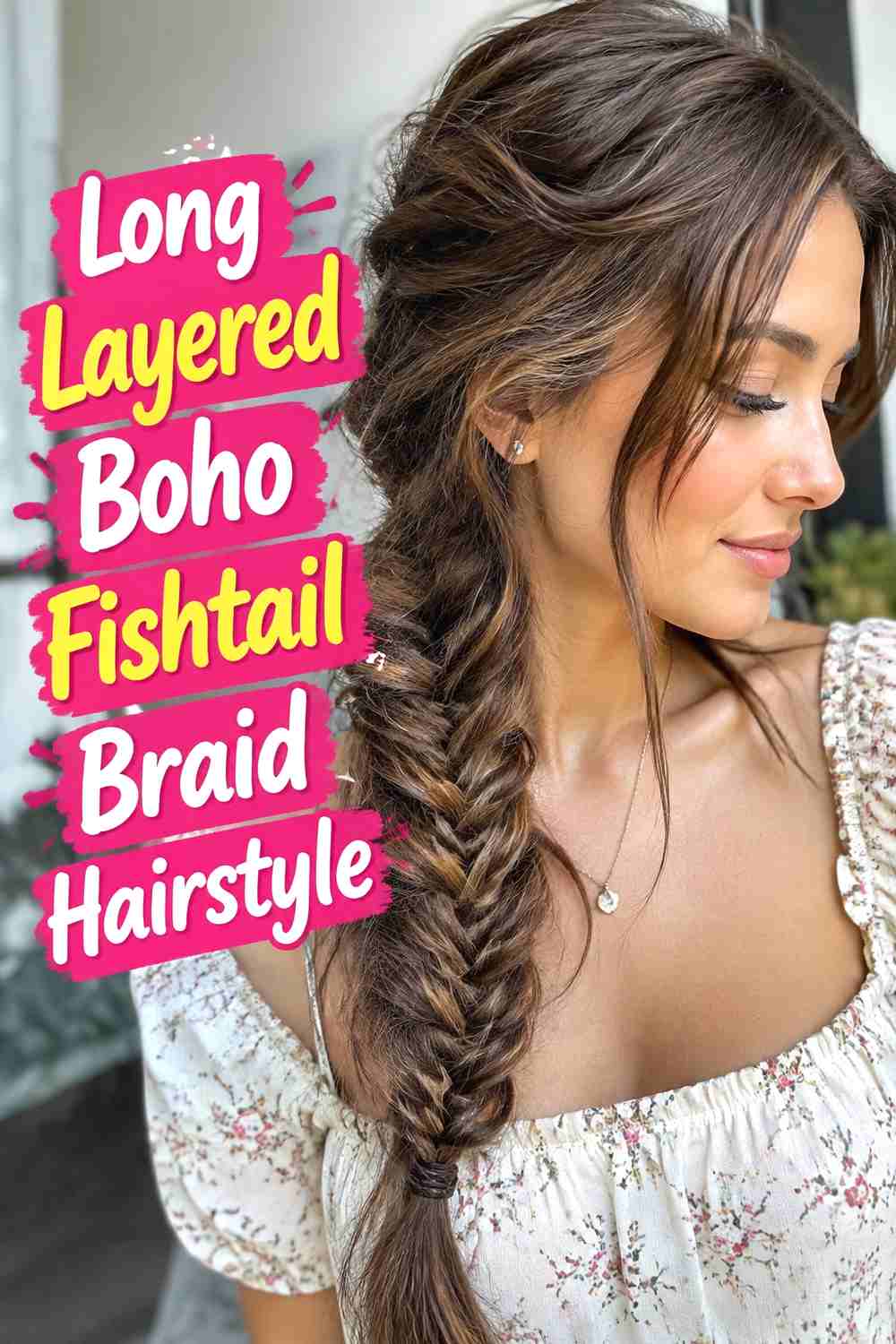 11. Long Layered Boho Fishtail Braid Hairstyle