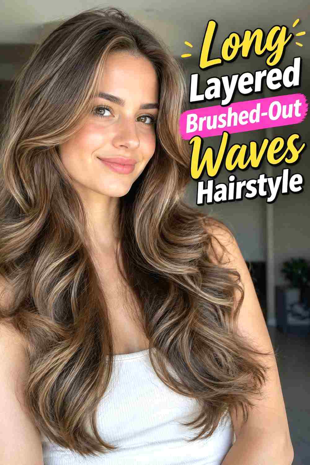 5. Long Layered Brushed Out Waves Hairstyle