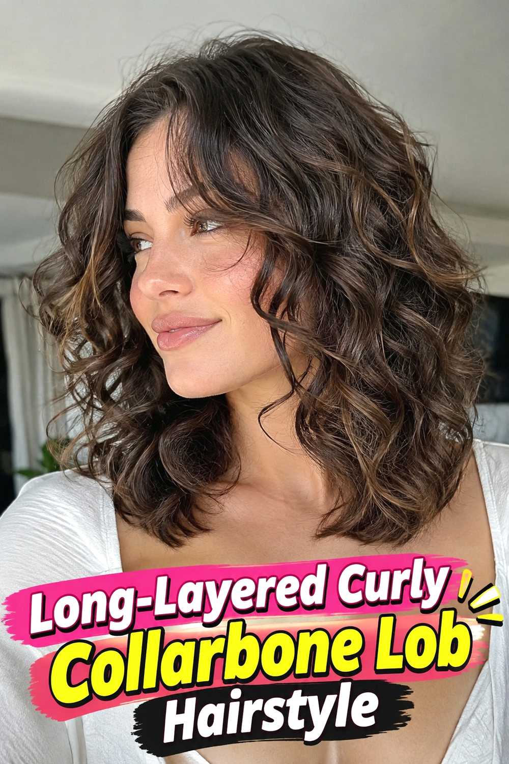 8. Long Layered Curly Collarbone Lob Hairstyle