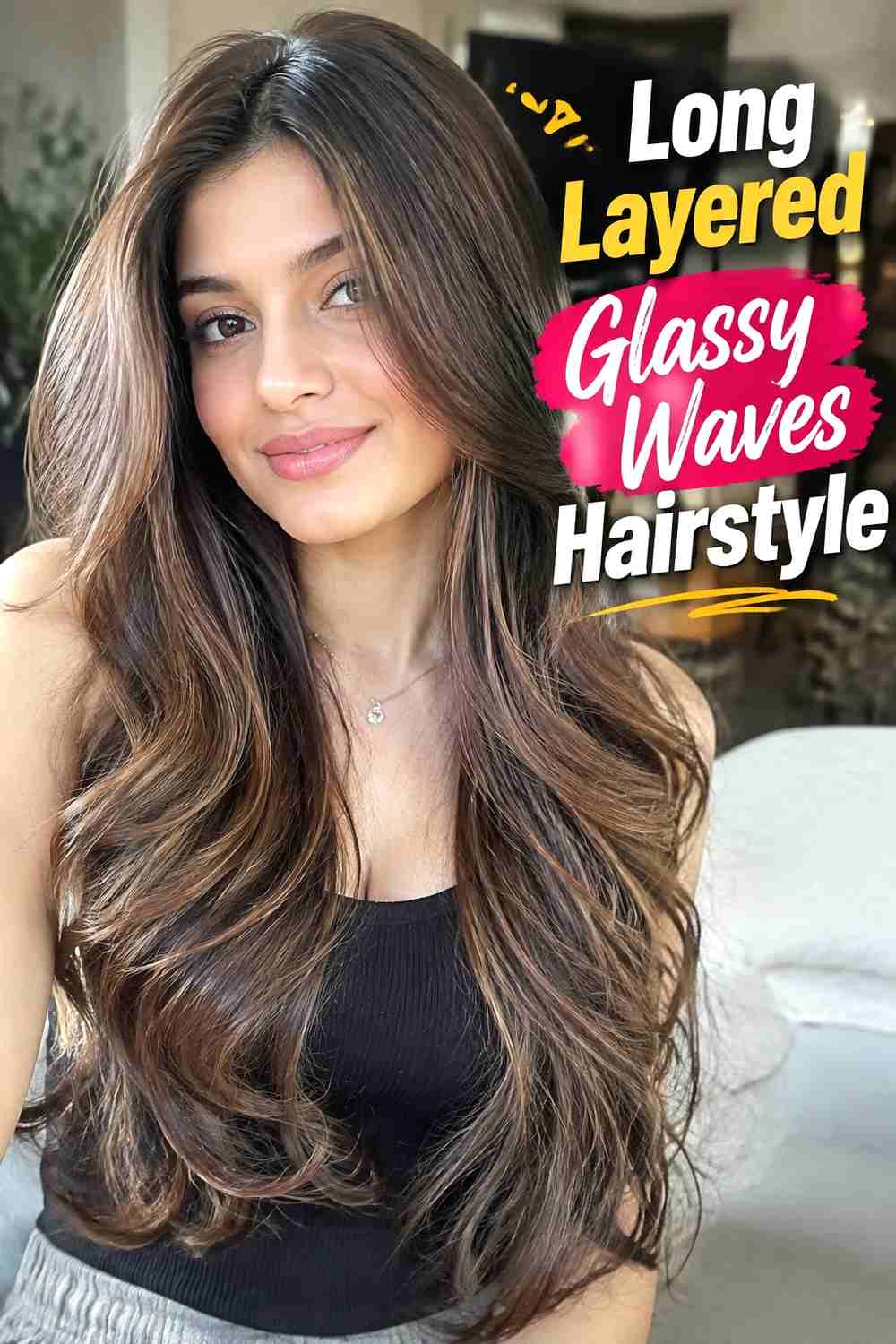 5. Long Layered Glassy Waves Hairstyle