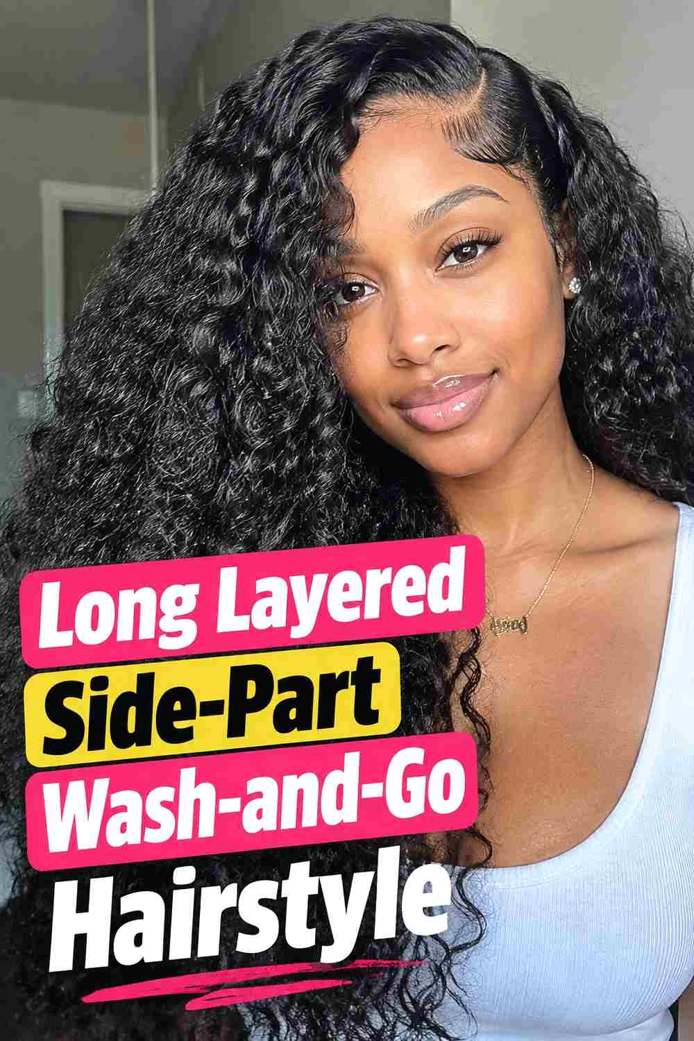 8. Long Layered Side Part Wash And Go Hairstyle