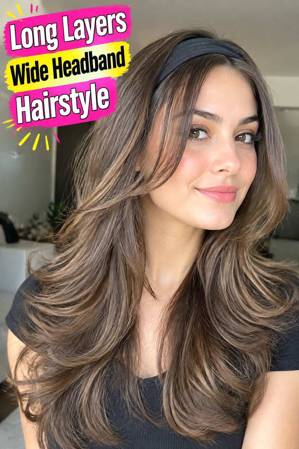 Long Layers Wide Headband Hairstyle