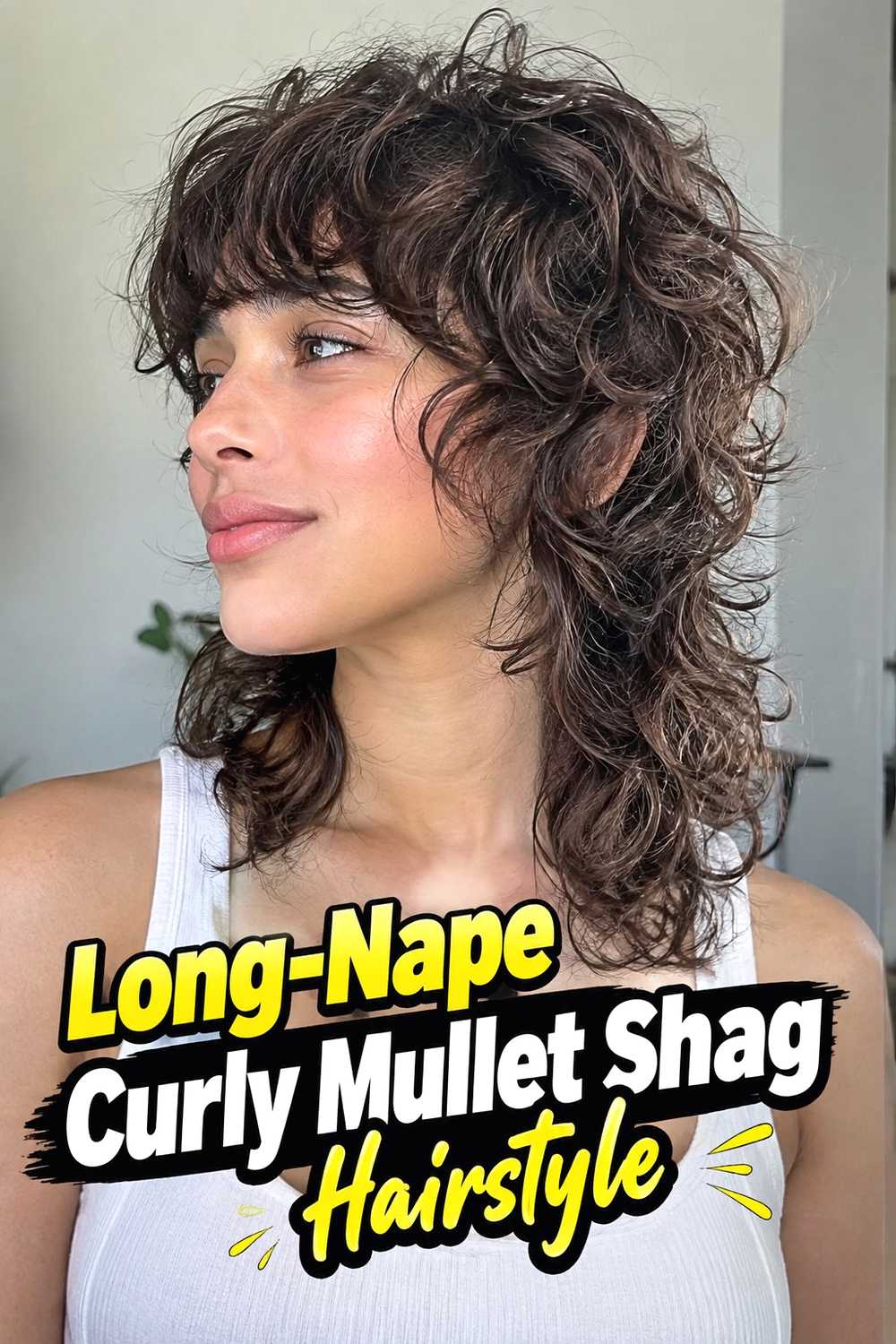 4. Long Nape Curly Mullet Shag Hairstyle