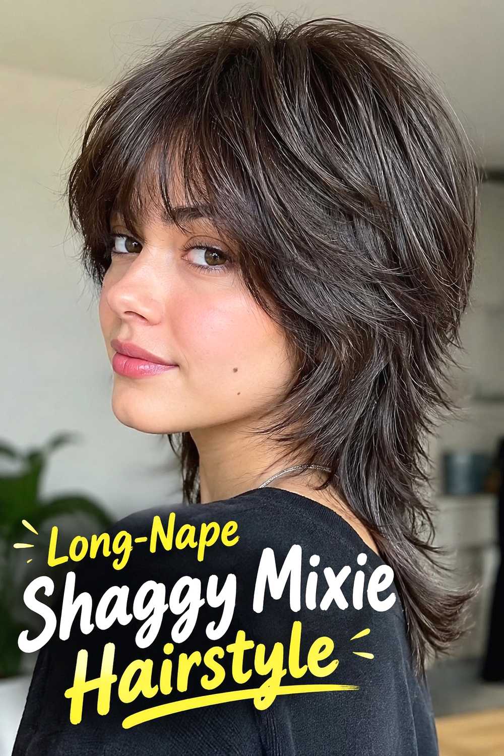 6. Long Nape Shaggy Mixie Hairstyle