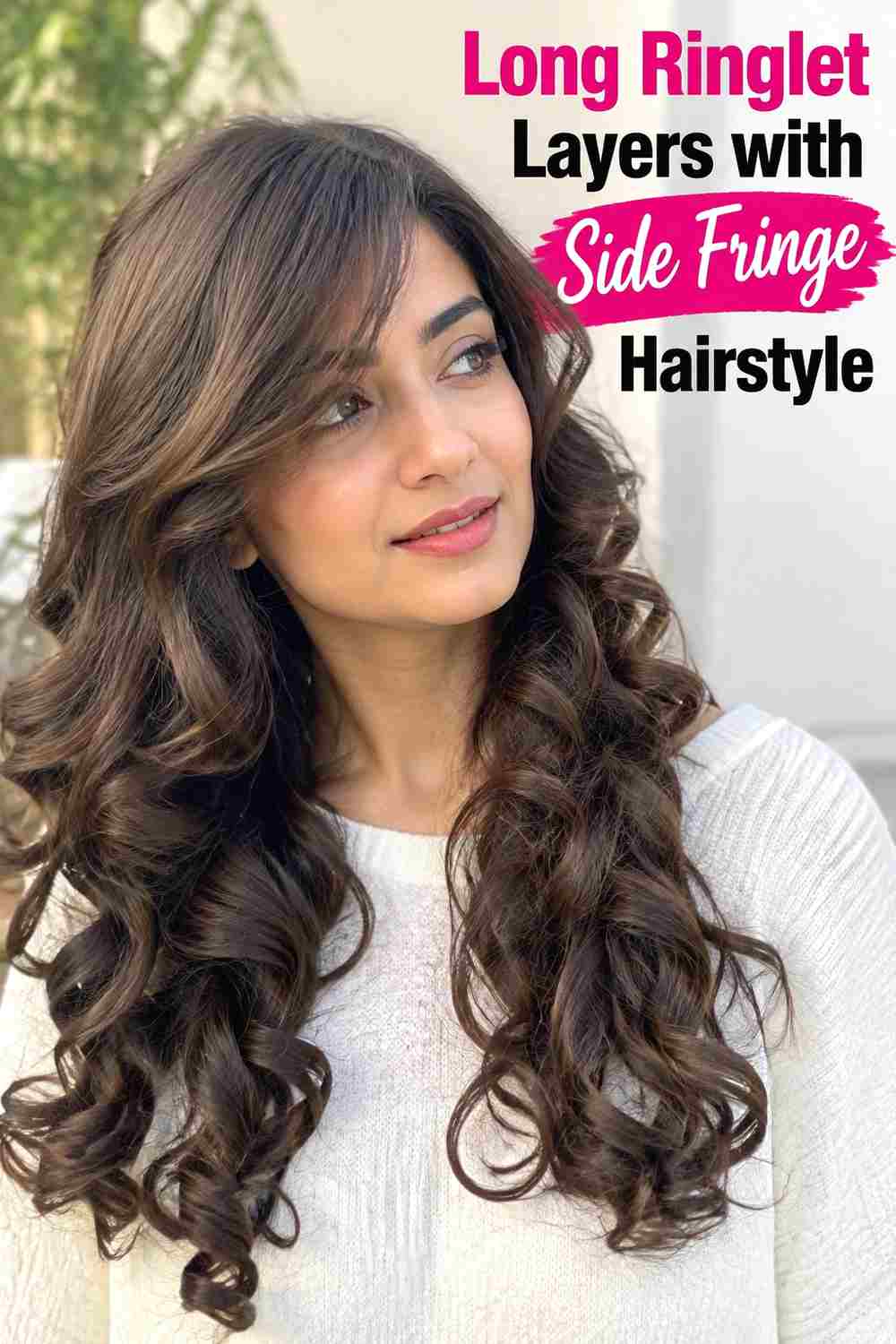 3. Long Ringlet Layers With Side Fringe Hairstyle