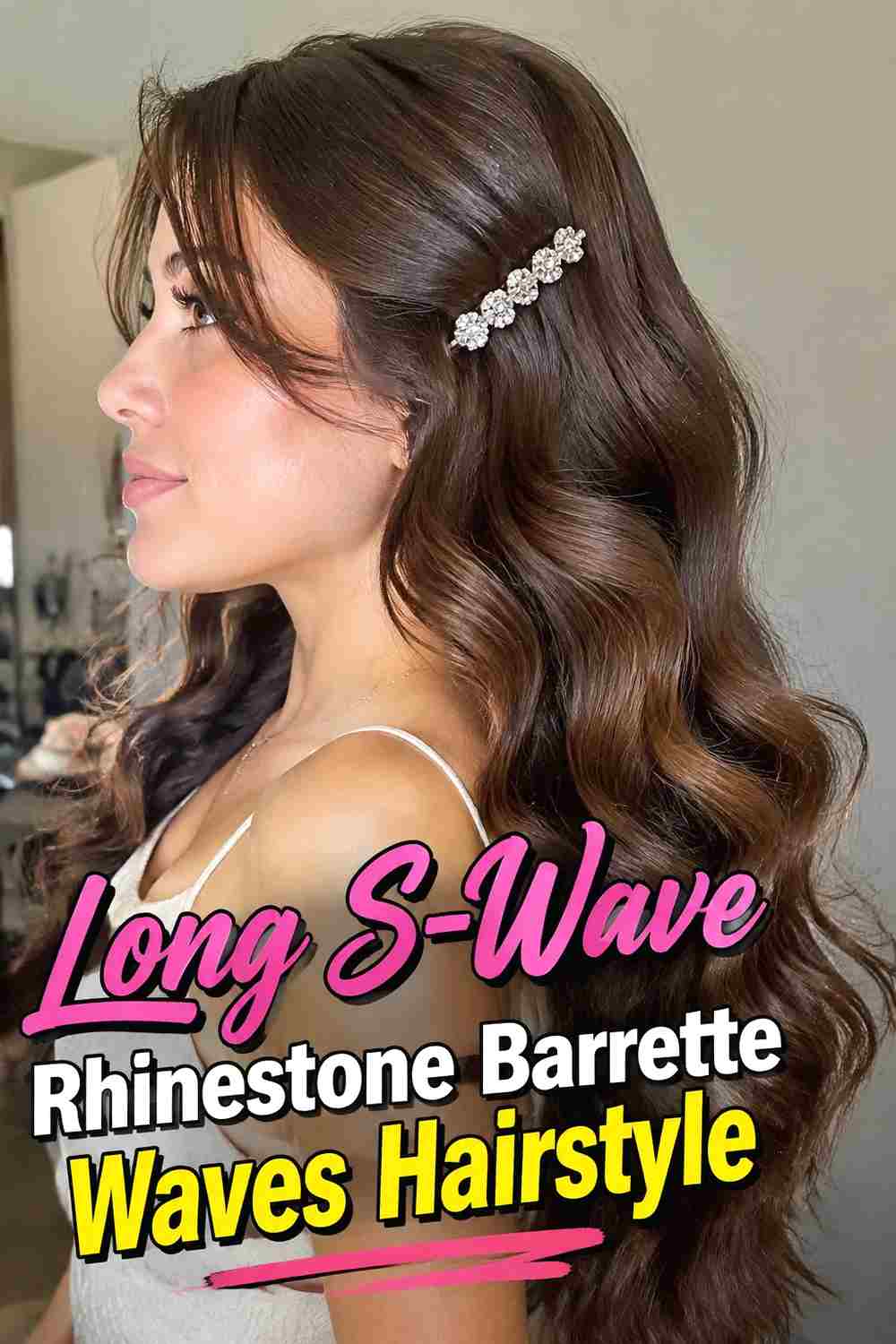 6. Long S Wave Rhinestone Barrette Waves Hairstyle
