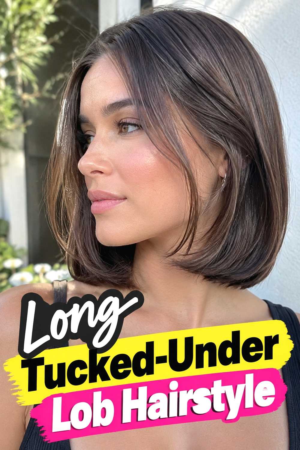 13. Long Tucked Under Lob Hairstyle