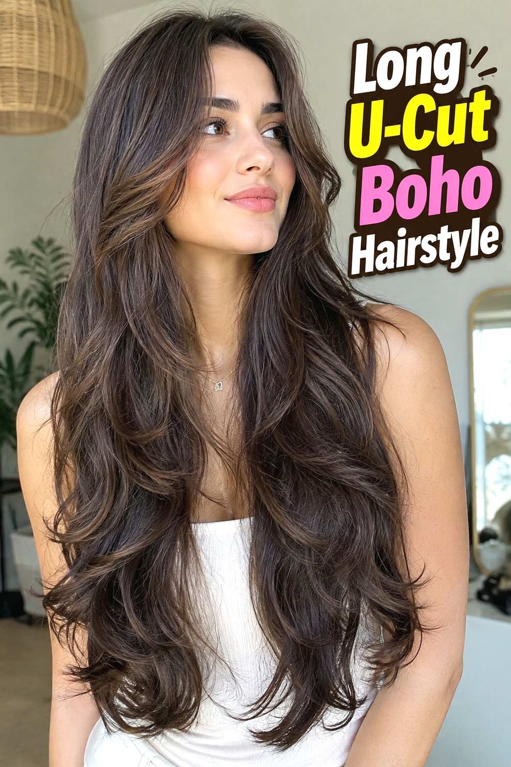 12. Long U Cut Boho Hairstyle