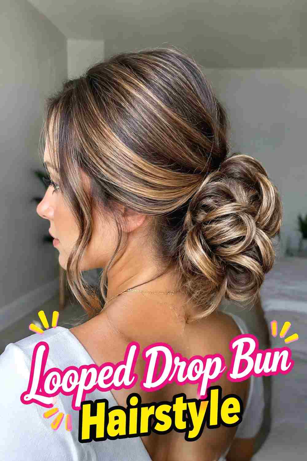 7. Looped Drop Bun Hairstyle