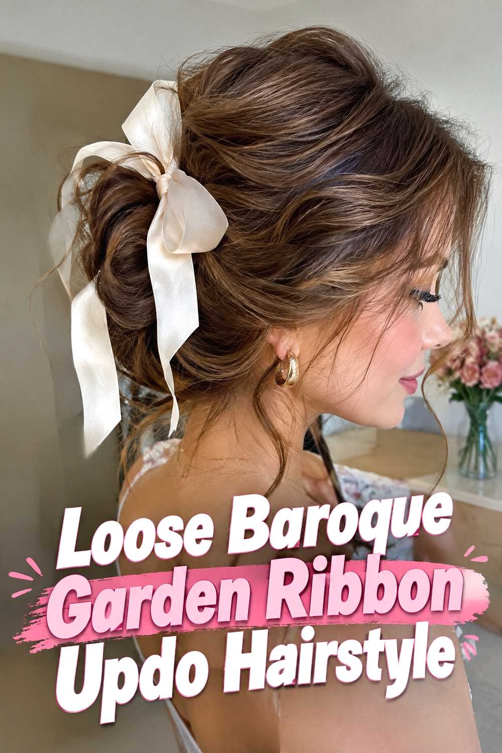 11. Loose Baroque Garden Ribbon Updo Hairstyle
