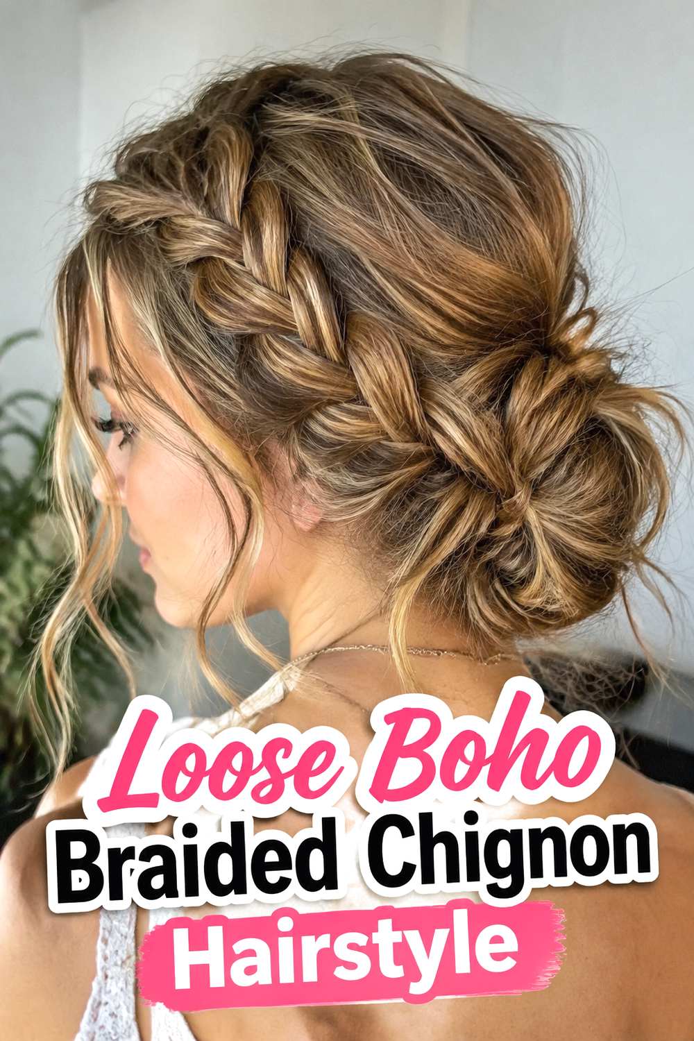 Loose Boho Braided Chignon Hairstyle