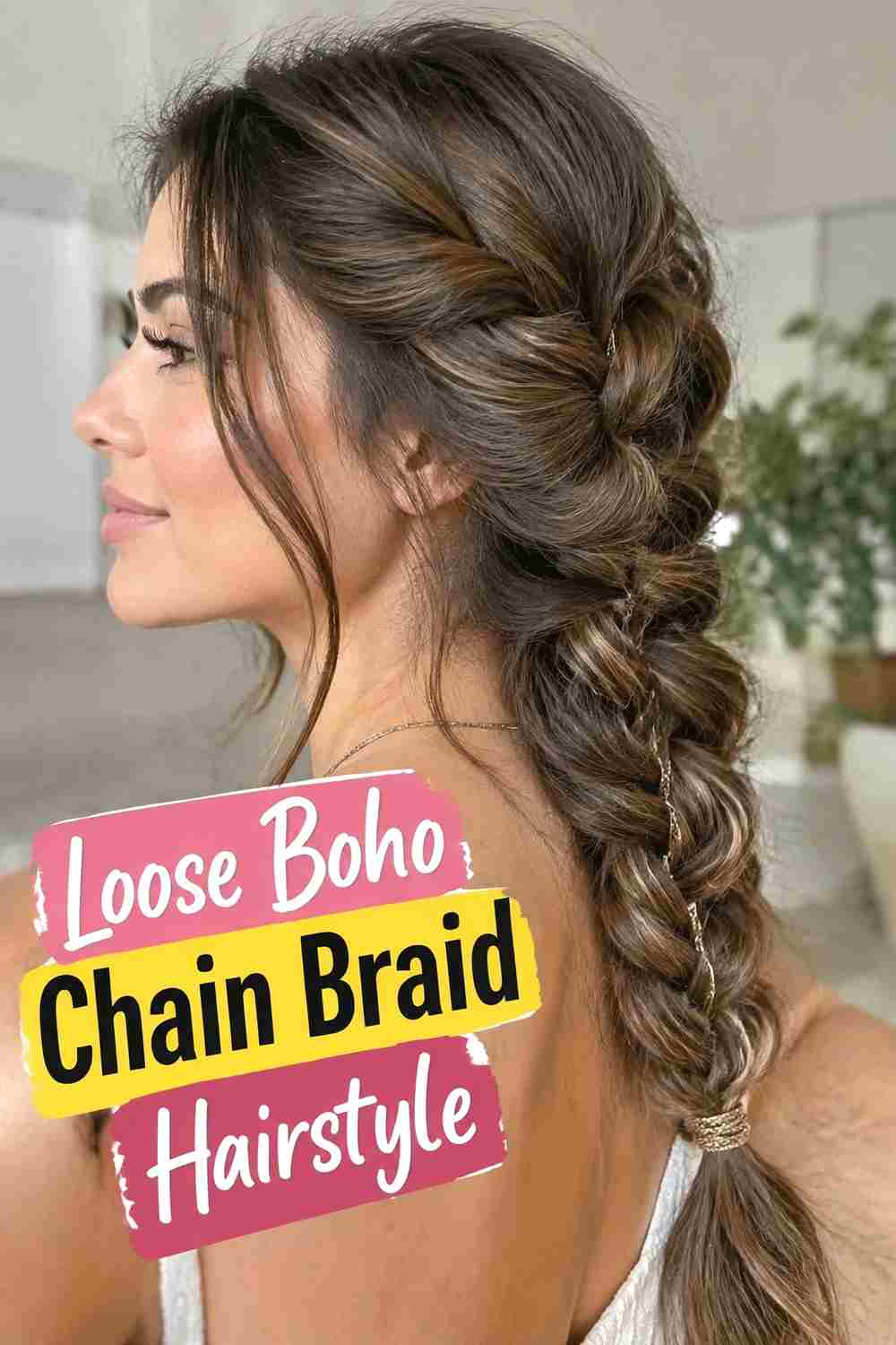 7. Loose Boho Chain Braid Hairstyle