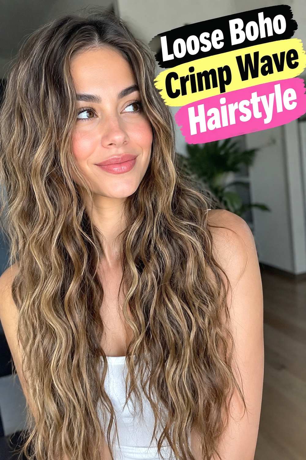 16. Loose Boho Crimp Wave Hairstyle