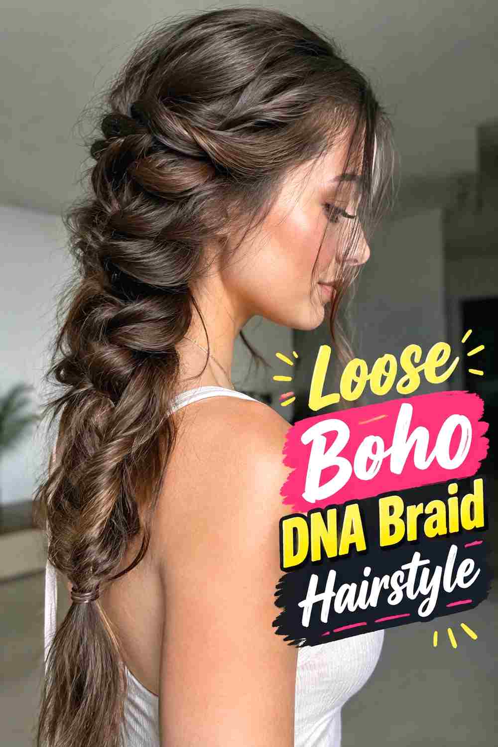 8. Loose Boho Dna Braid Hairstyle