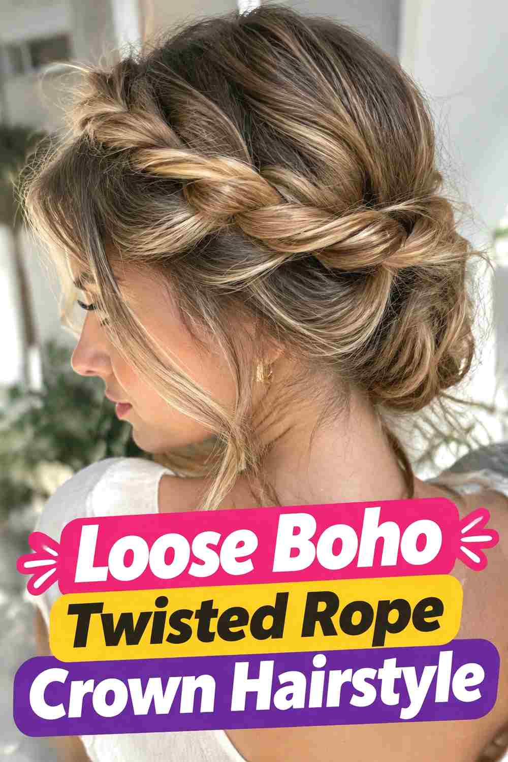 5. Loose Boho Twisted Rope Crown Hairstyle