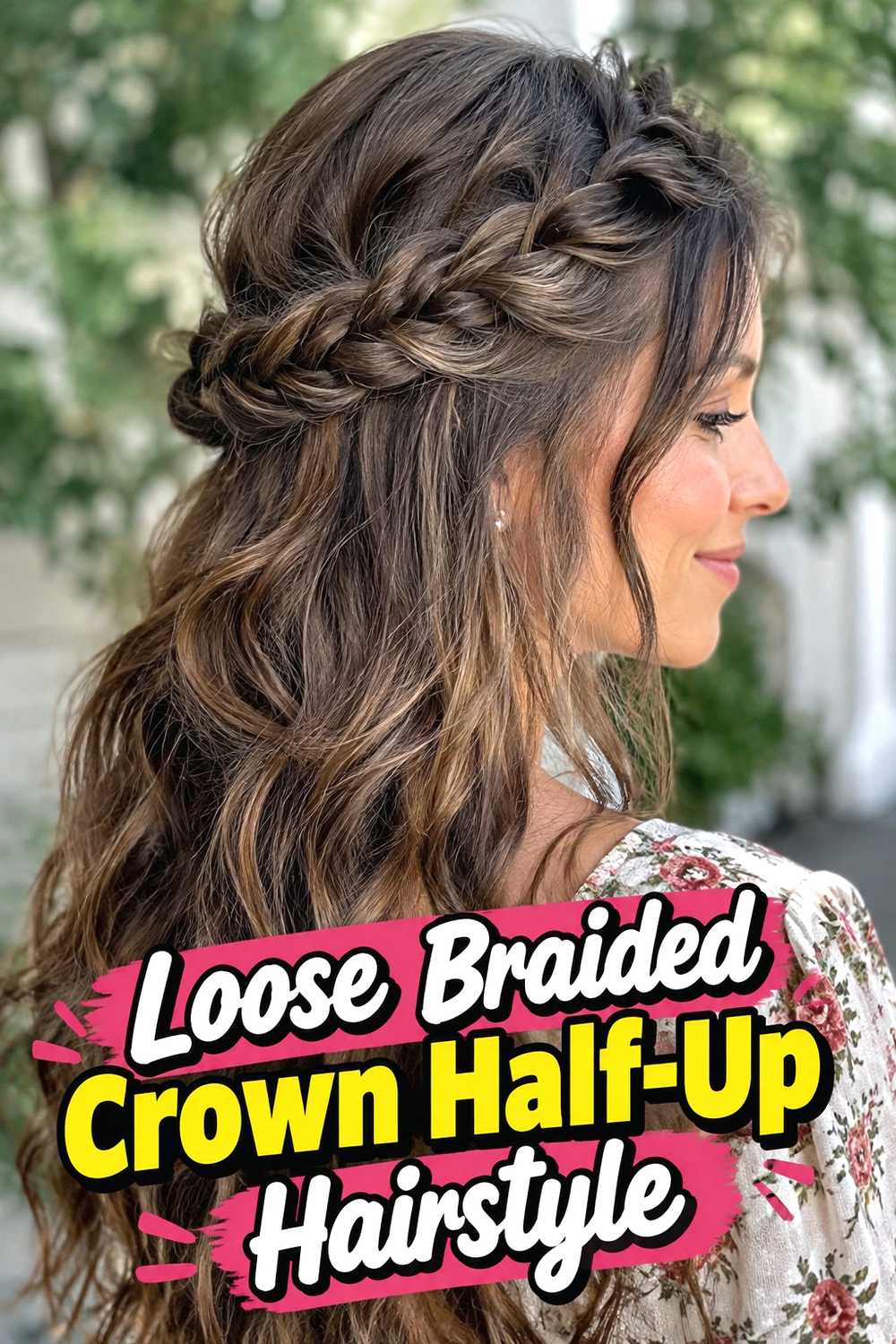 3. Loose Braided Crown Half Up Hairstyle