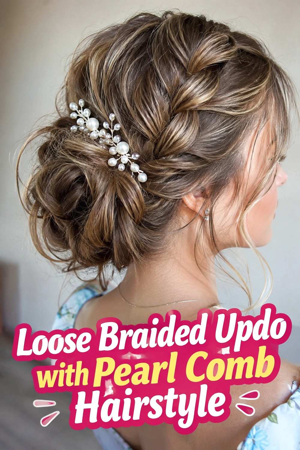 5. Loose Braided Updo With Pearl Comb Hairstyle