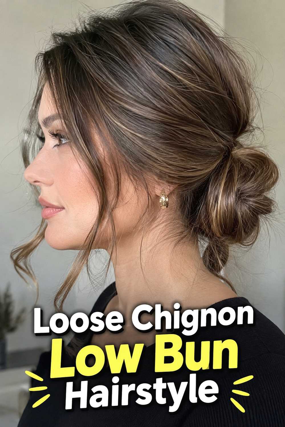 10. Loose Chignon Low Bun Hairstyle