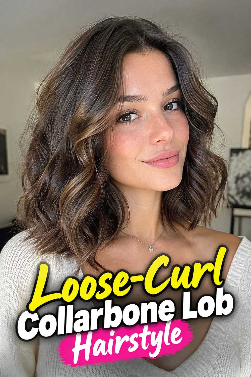 12. Loose Curl Collarbone Lob Hairstyle