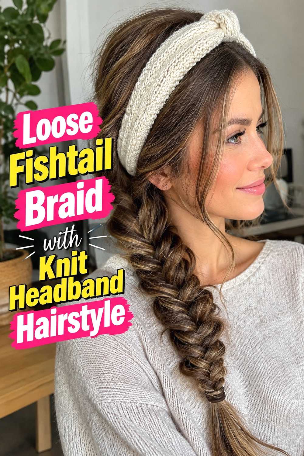 3. Loose Fishtail Braid With Knit Headband Hairstyle