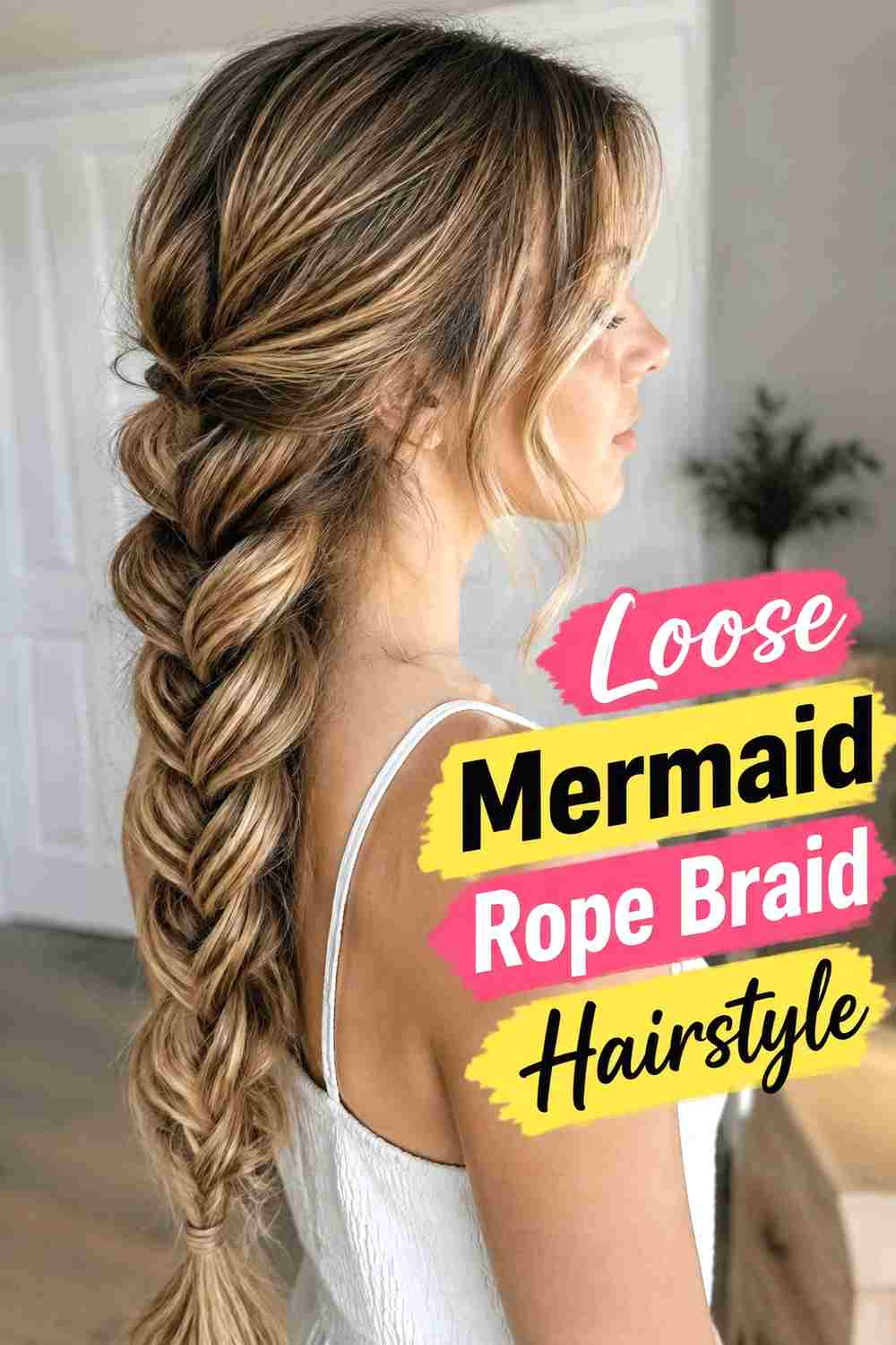 1. Loose Mermaid Rope Braid Hairstyle