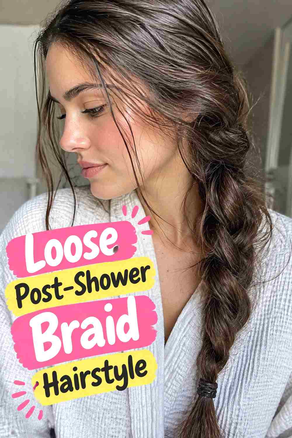 10. Loose Post Shower Braid Hairstyle