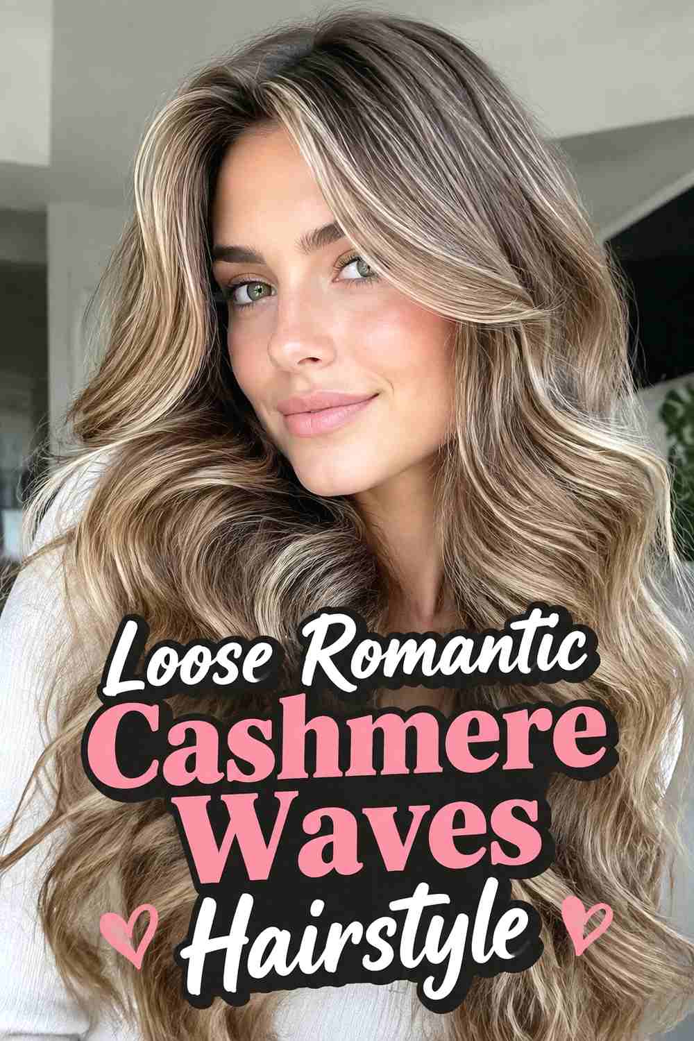 13. Loose Romantic Cashmere Waves Hairstyle