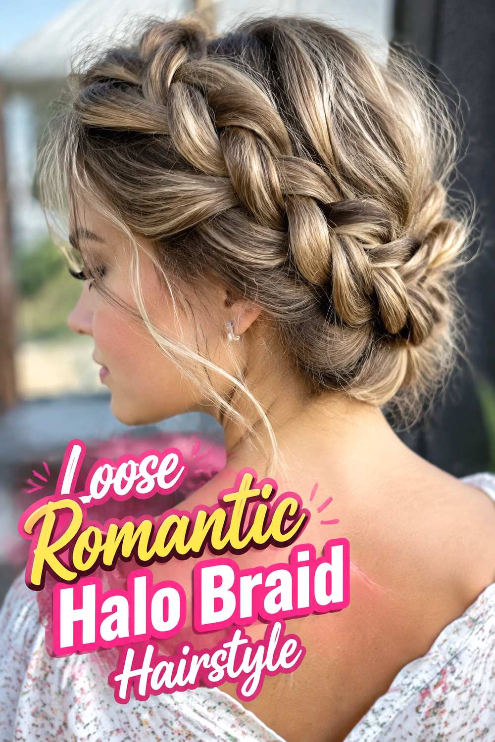 Loose Romantic Halo Braid Hairstyle